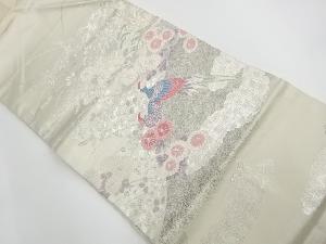 リサイクル　錦プラチナ箔雉に秋草模様織出し名古屋帯